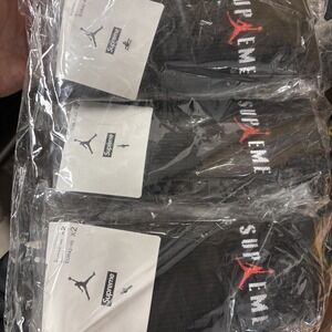 Supreme Jordan Crew Socks BLACK Dri-Fit Large 7-12 12 Pair Lot Authentic New